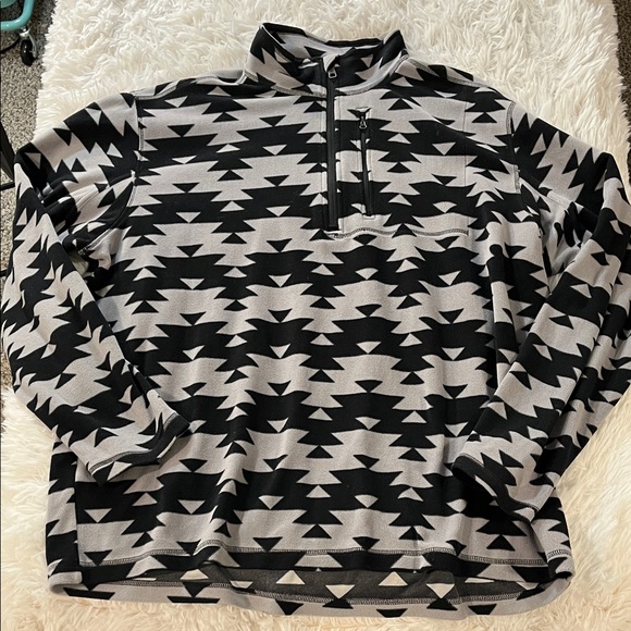 Duluth Trading Fleece Jacket Sweatshirt Black Gray Aztec Southwestern Size 2XL - Picture 1 of 3